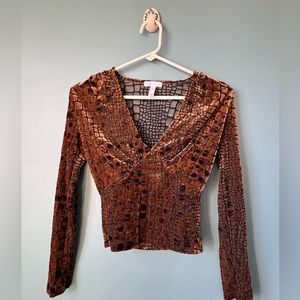 Leigth long sleeve, textured V-neck top, XXS